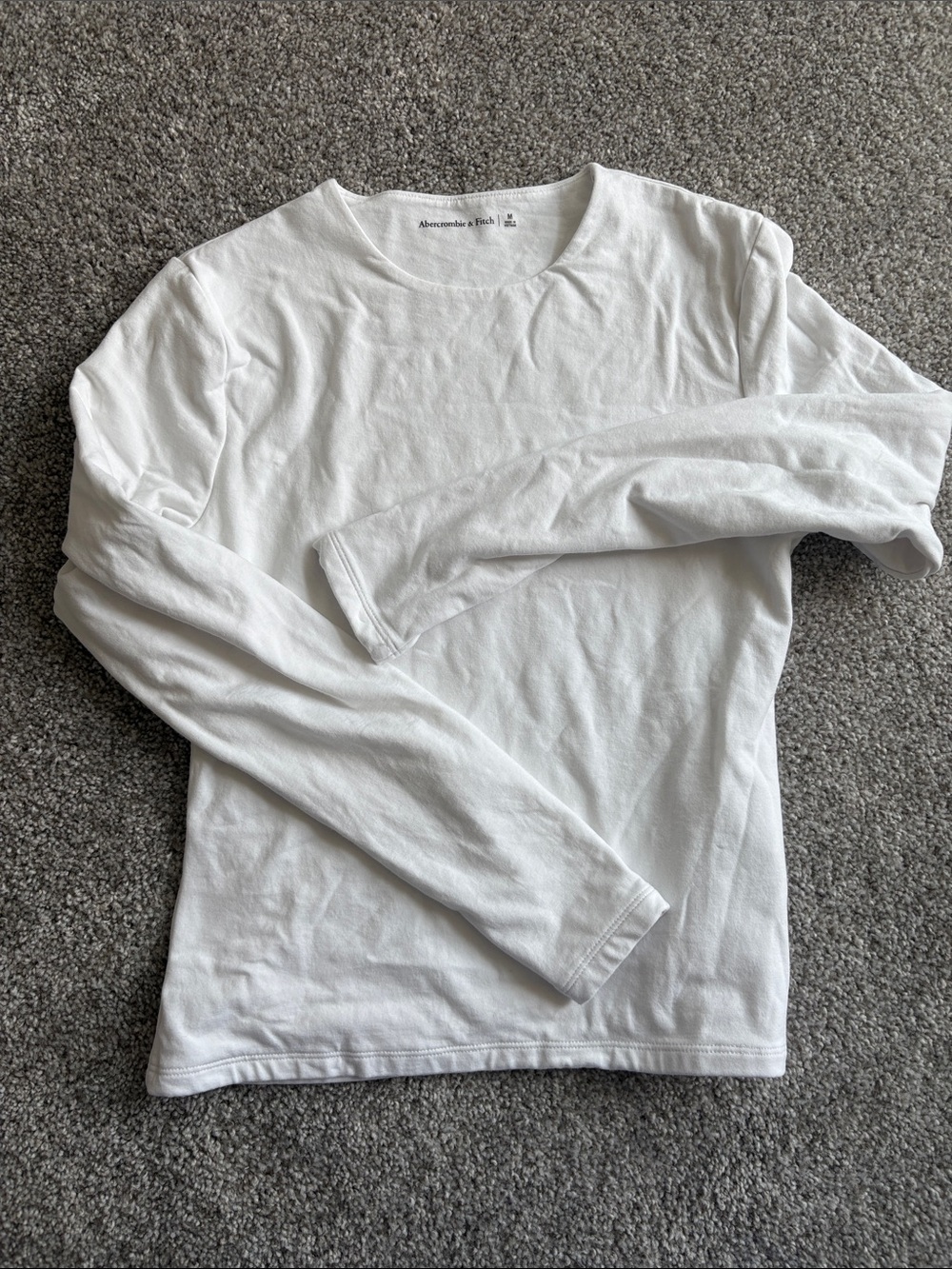 Abercrombie & Fitch Women's white Long-Sleeve Crew Tee, double Lined
